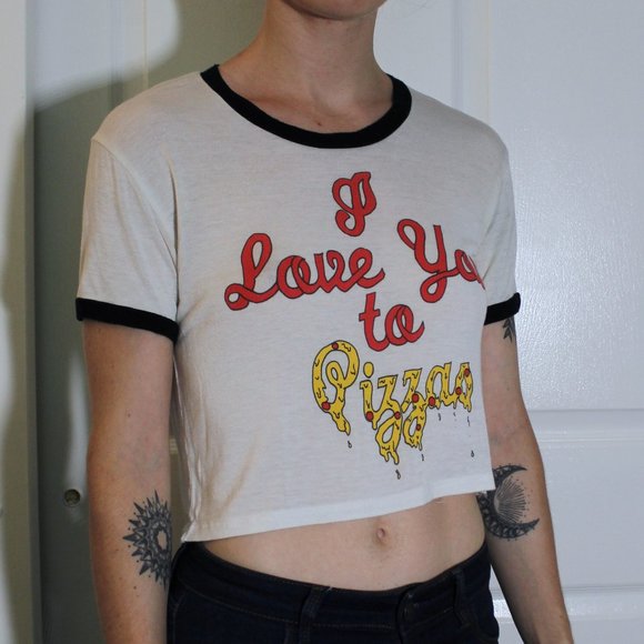I Love You To Pizzas Crop Top - Picture 1 of 4